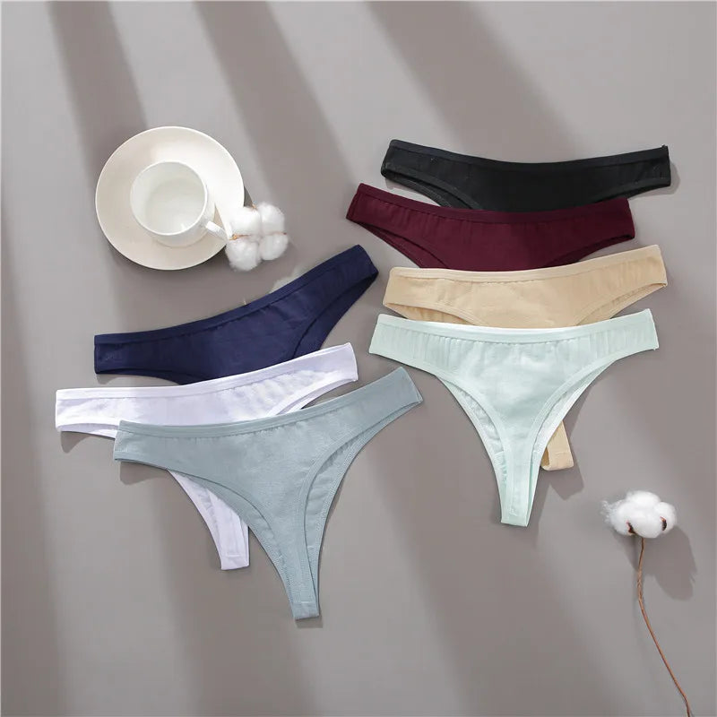 3PCS Cotton Thongs Women's Soft T-Back Underwear Set - Low Waist G-String Panties Lingerie