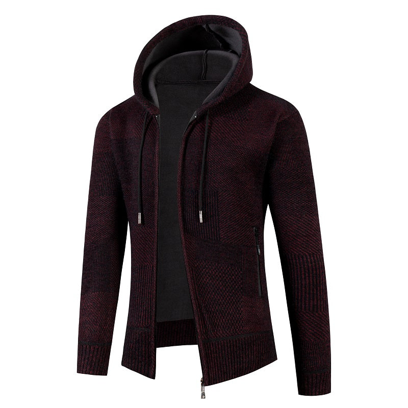 Men's Hooded Knitted Cardigan - Winter Warm Zip-Up Sweater Jacket