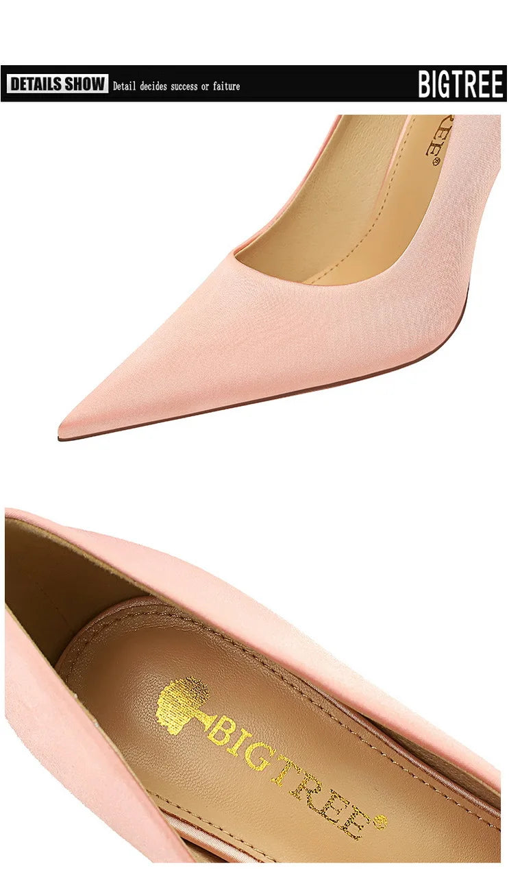 Silk Stiletto Pumps - Spring High Heels Plus Size Available