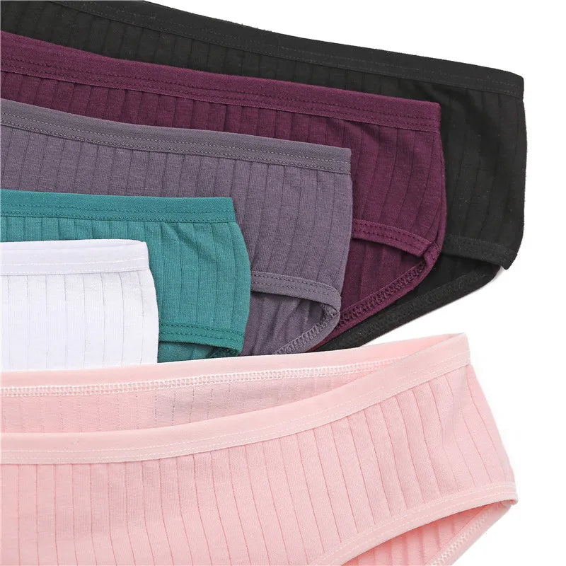 3-Pack Soft Cotton Briefs - Striped & Solid Women's Underwear