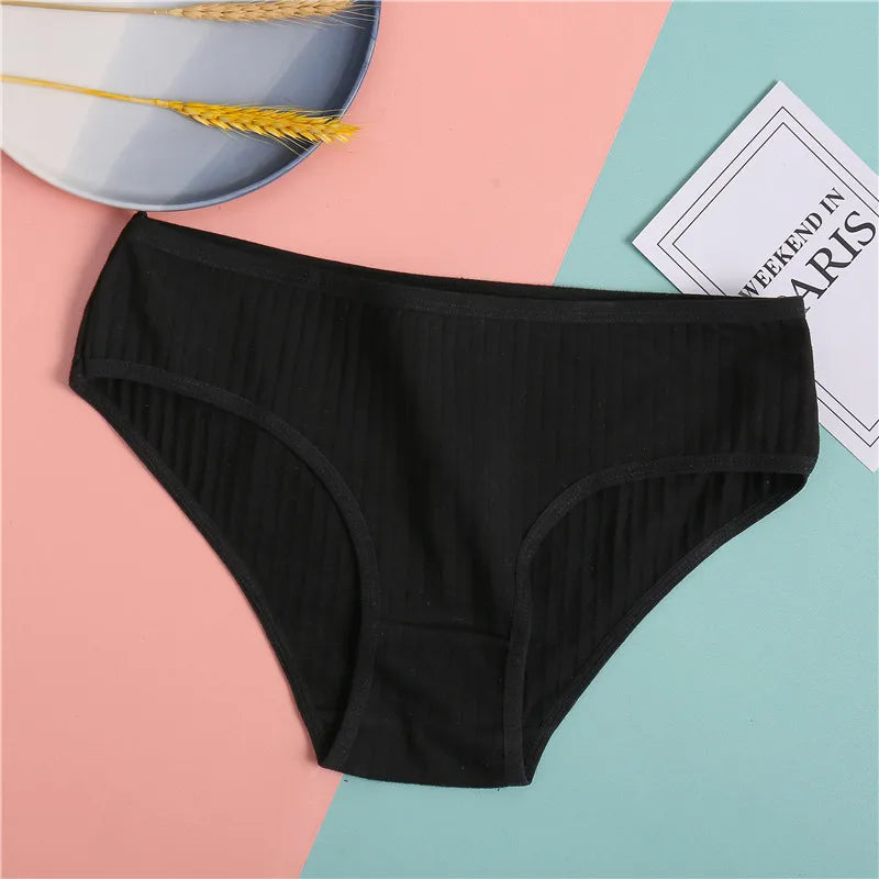 3-Pack Soft Cotton Briefs - Striped & Solid Women's Underwear