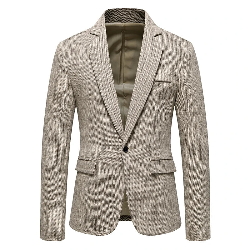 Men Single Button Suit Blazer