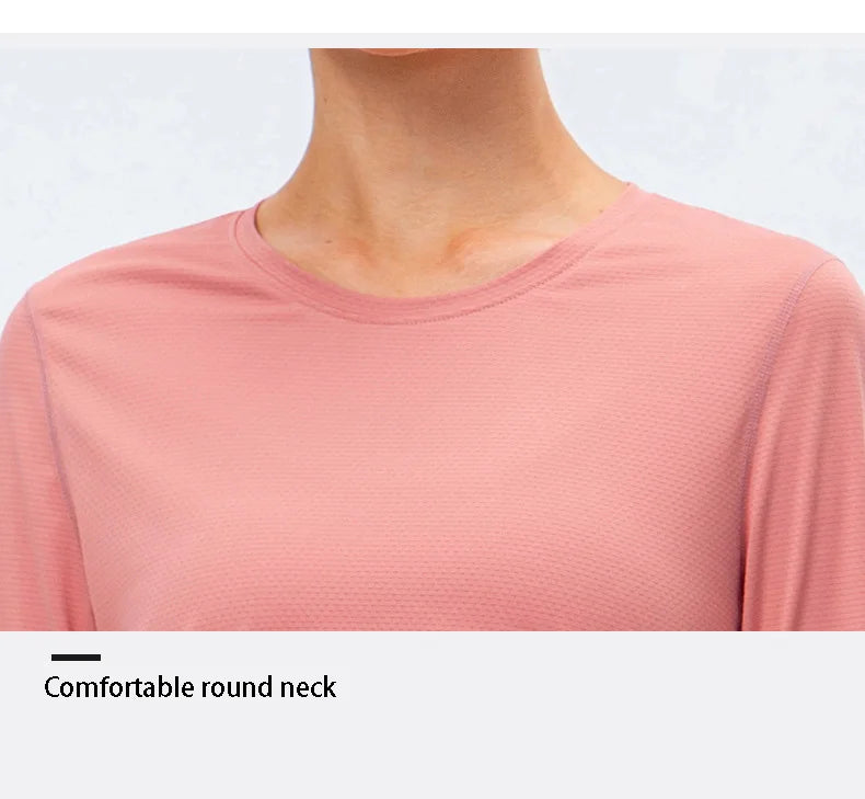 UPF50+ Women's Workout Shirt Loose Long Sleeve Sports Top Breathable Quick Dry Yoga Exercise Fitness Running Shirt