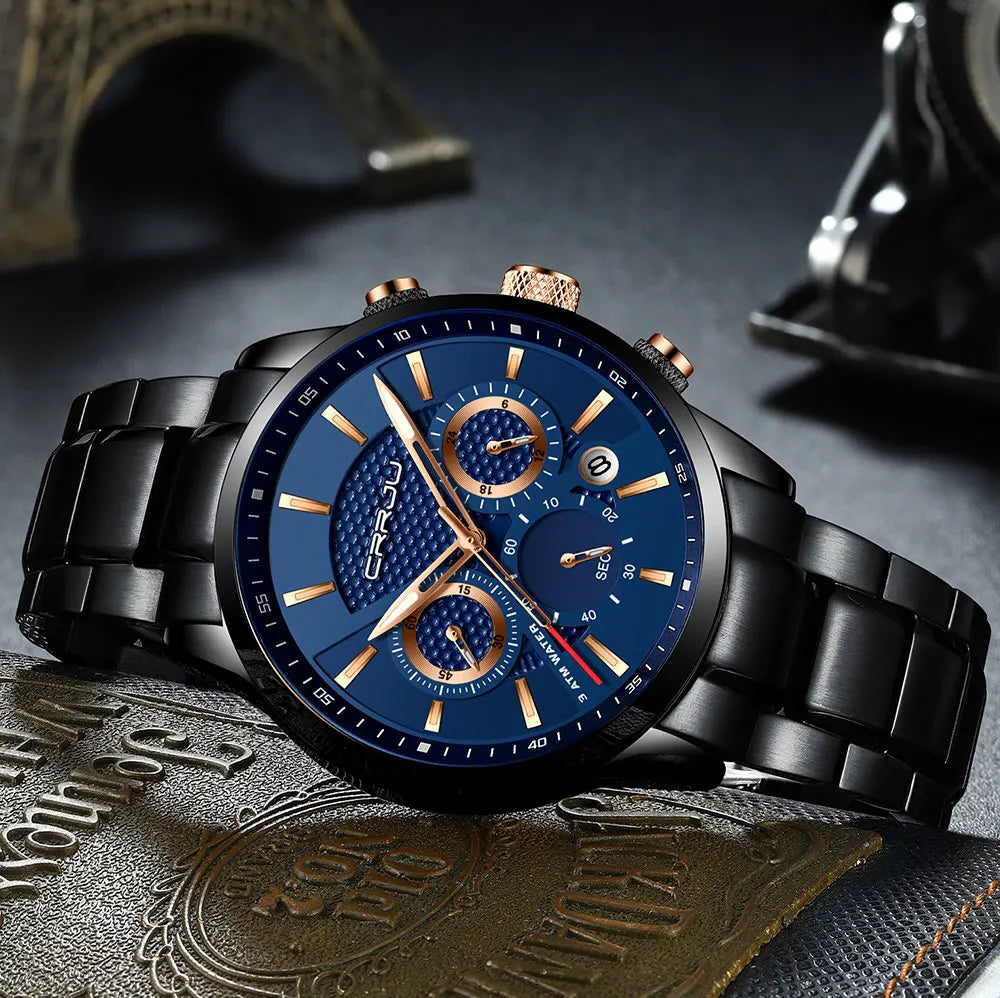Men's Military Sports Watch - Waterproof Chronograph Gold Stainless Steel