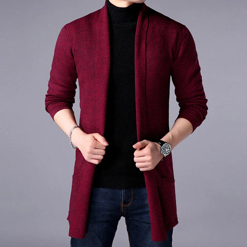Men's Thin Knitted Cardigan Sweater Spring Autumn Bottoming Long Sleeved Slim Fit Cardigan Sweater