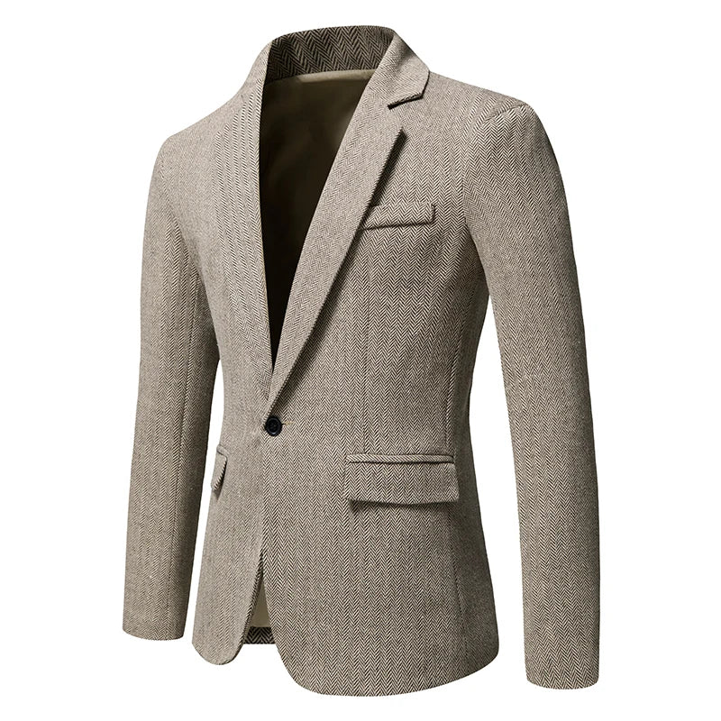 Men Single Button Suit Blazer