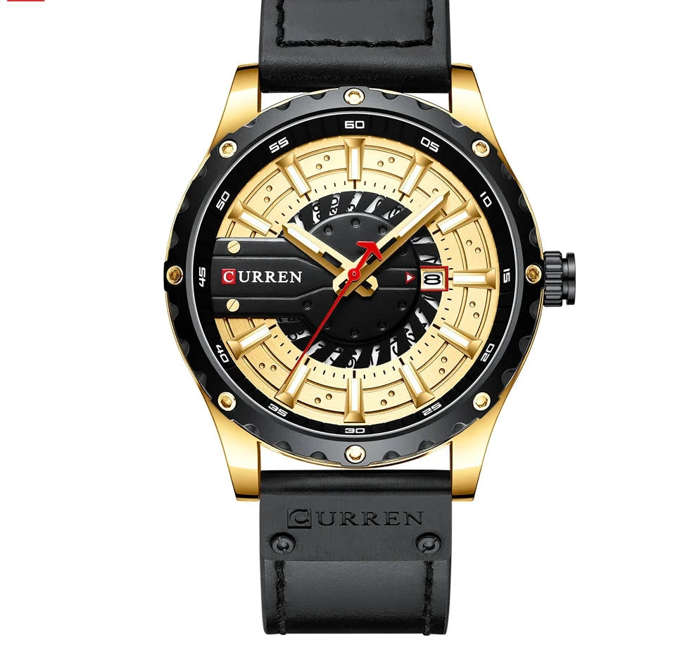 Premium Waterproof Men's Watch with Calendar - Luxury Leather Sport Military Wristwatch