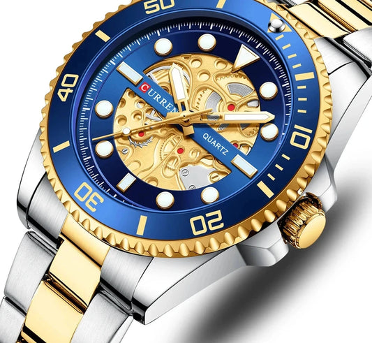 Men's Stainless Steel Sports Watch - Business Casual Quartz Wristwatch