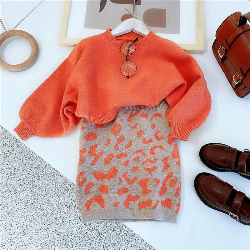 Girls Clothing Sets Autumn  New Fashion Kid Sweater Top with Skirt Fashion Outfit 2pcs Elegant Clothes for 2-6 Years