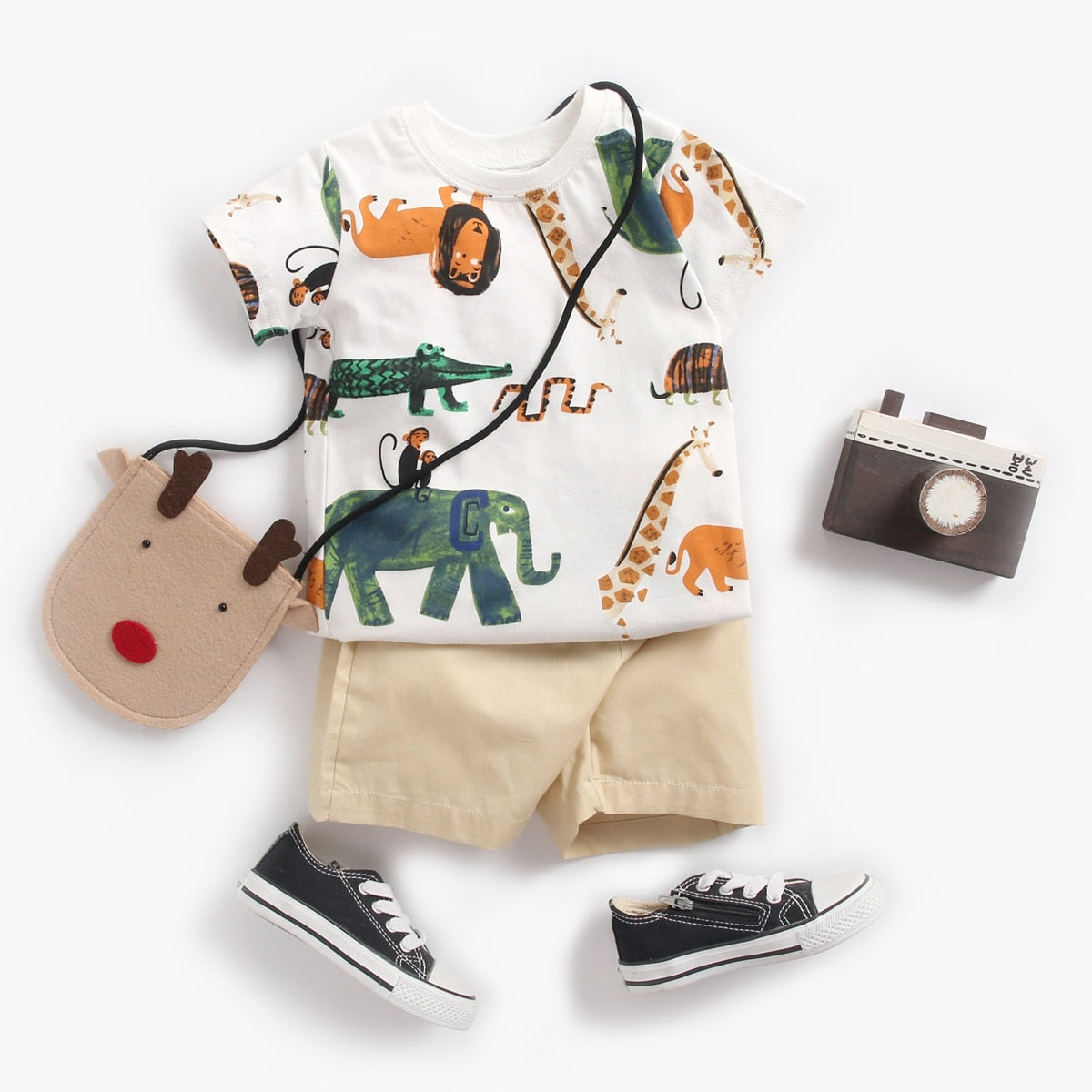 Boy's Cotton Short Sleeve T-Shirt and Shorts 2Pcs Set