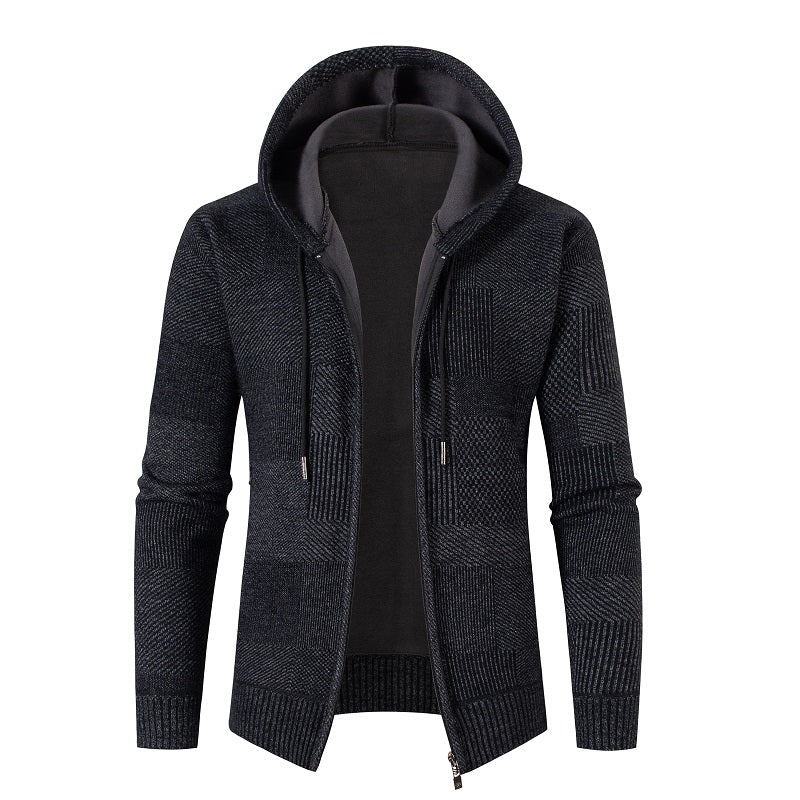 Men's Hooded Knitted Cardigan - Winter Warm Zip-Up Sweater Jacket