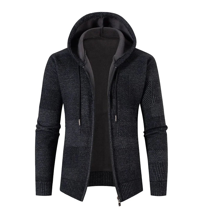 Men's Hooded Knitted Cardigan - Winter Warm Zip-Up Sweater Jacket