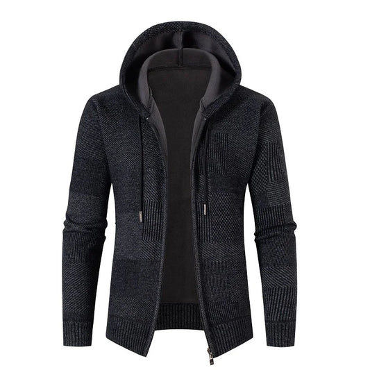 Men's Hooded Knitted Cardigan - Winter Warm Zip-Up Sweater Jacket