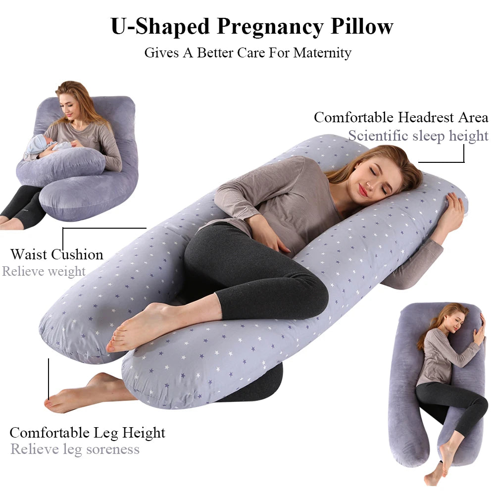 Pregnancy Pillow 130x70cm - Maternity Support Cushion for Sleep & Nursing