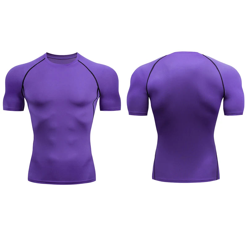 Men's Running Compression Quick Dry  Fitness Tight Sportswear Gym Sport Short Sleeve Shirt
