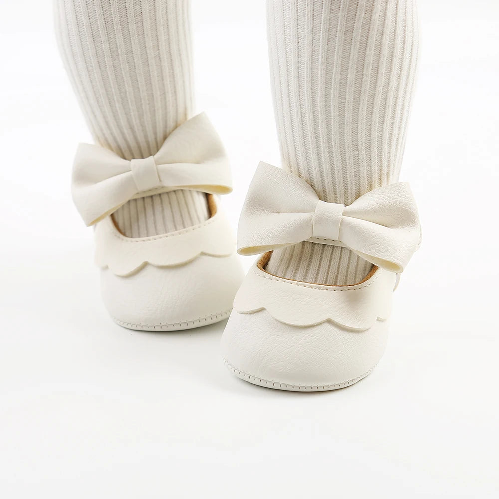 Newborn Baby Girls Boys Crib Shoes 0-18M - Bowknot Soft Sole Shoes