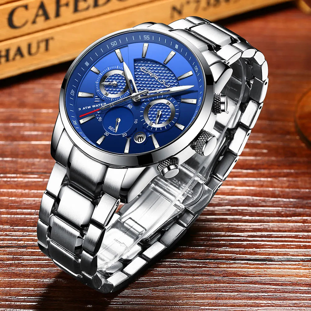 Men's Military Sports Watch - Waterproof Chronograph Gold Stainless Steel