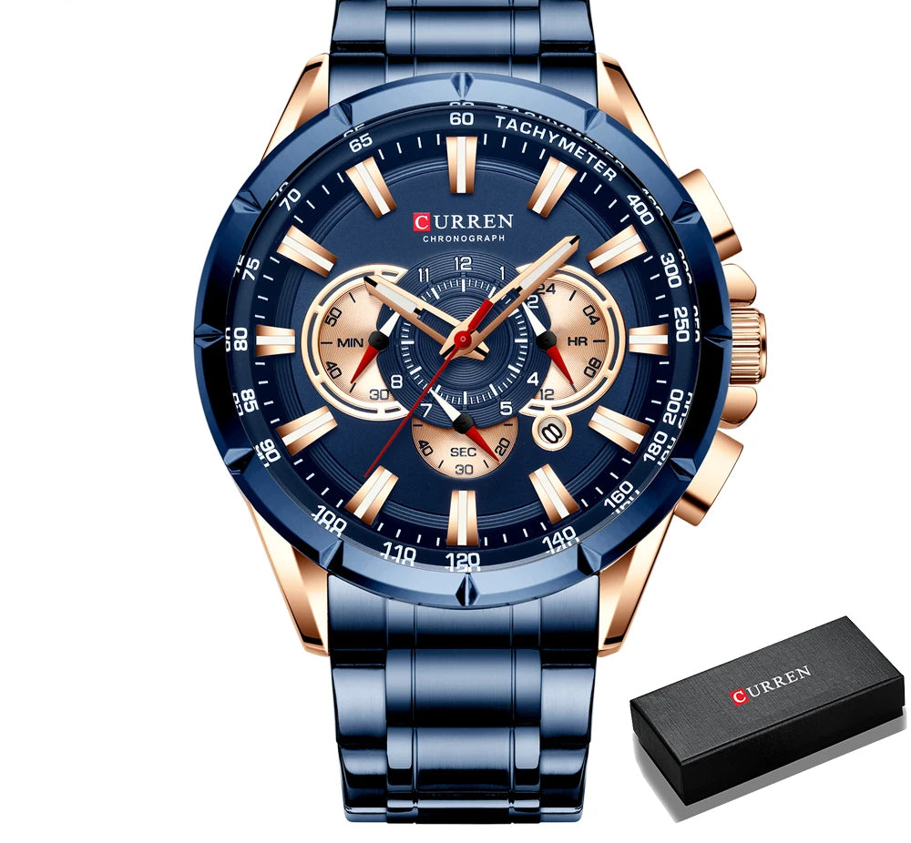 Men's Military Sports Watch - Waterproof Chronograph Stainless Steel