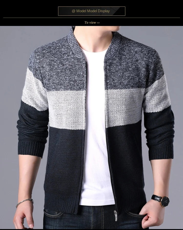 Men's Patchwork Knitted Cardigan Knitwear Sweater