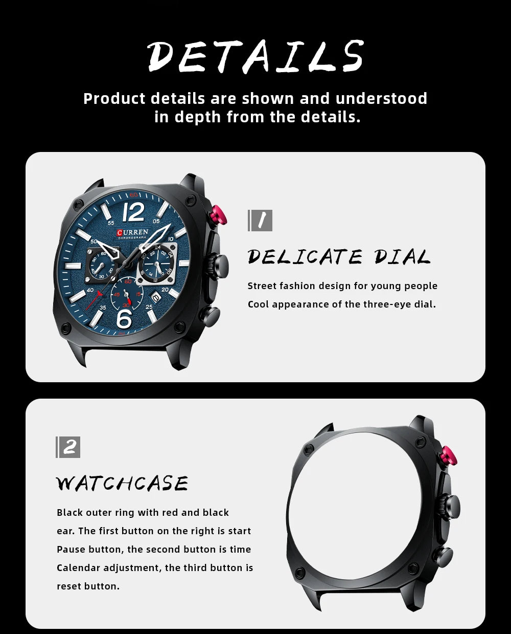 Men's Military Sports Watch - Leather Strap Chronograph Quartz