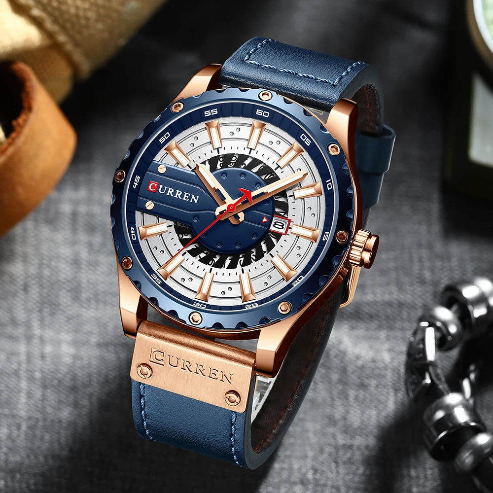 Premium Waterproof Men's Watch with Calendar - Luxury Leather Sport Military Wristwatch