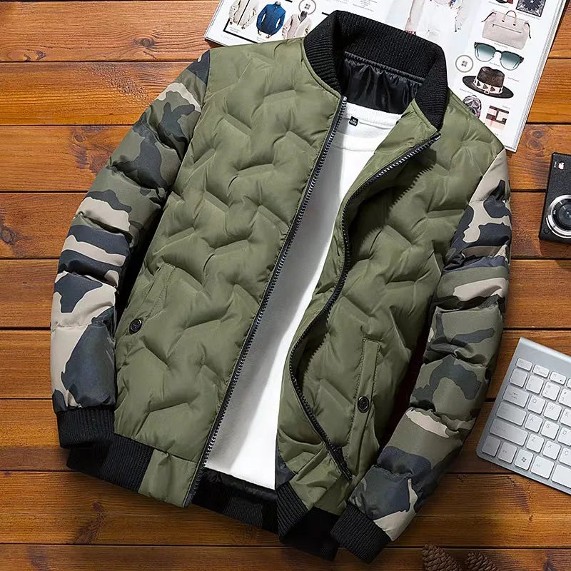 Men's Camouflage Bomber Jacket - Thick Warm Military Windbreaker Parka for Winter