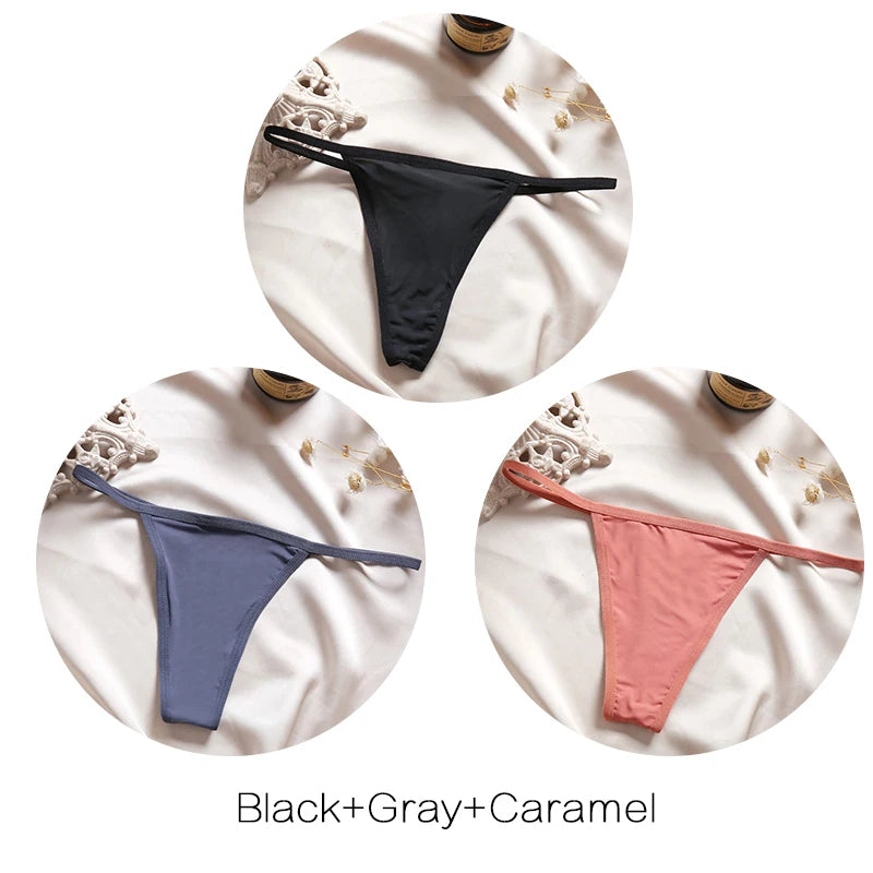 Women's Low-Rise Thong Set - 3 Pack Bikini Panties (M-XL)