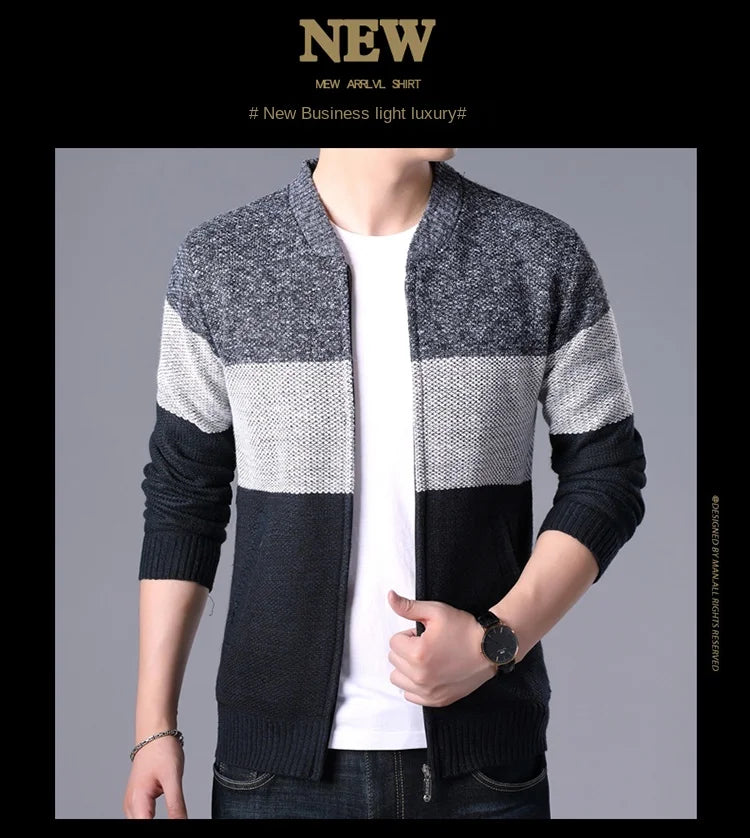 Men's Patchwork Knitted Cardigan Knitwear Sweater