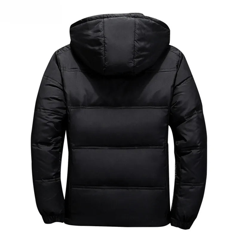 Men's White Duck Down Hooded Down Thick Parka  Jacket Coat