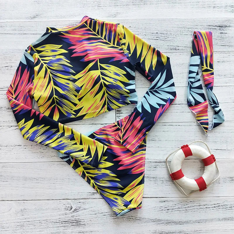 Women's Long Sleeve Print Bikini Set