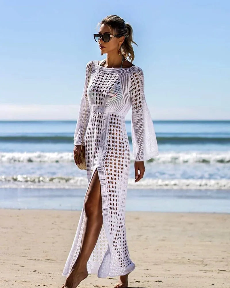 Women's Cover Up Bikini Swimsuit Cover-up Beach Bathing Suit Beach Wear Knitting Swimwear Mesh Beach Dress Tunic Robe