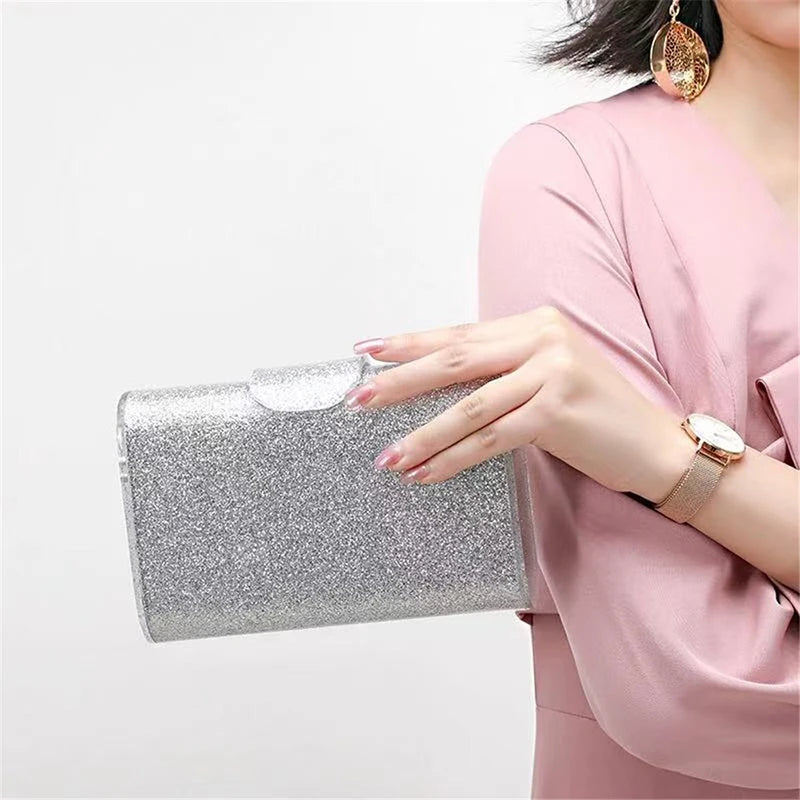 Women's Handbag Acrylic Clutch Purse - Glitter Party Wallet Chain Shoulder Crossbody Handbag