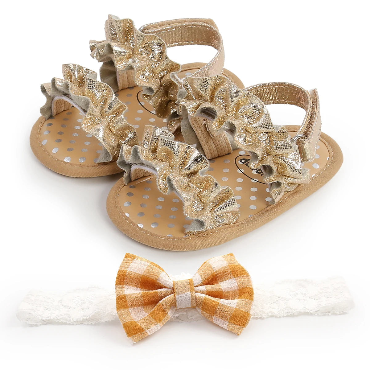 Baby Girls Summer Sandals Shoes Anti-Slip Soft Sole Ruffle Flat Shoes