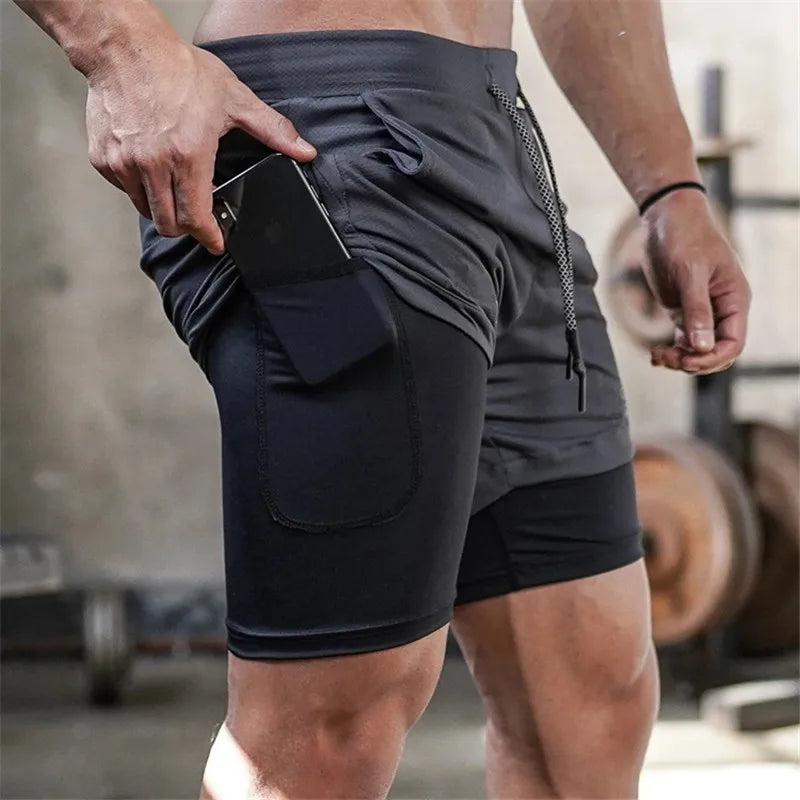 Camo Running Shorts Men 2 In 1 Double-deck Quick Dry GYM Sport Shorts Fitness Jogging Workout Shorts Sports Shorts