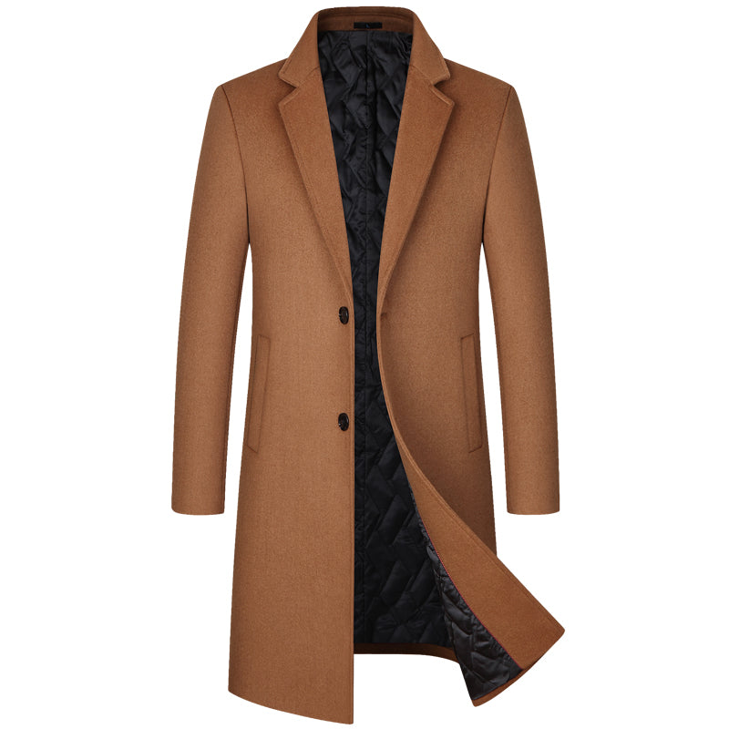 Men's Long Blends Trench Thick Wool Coat Jacket