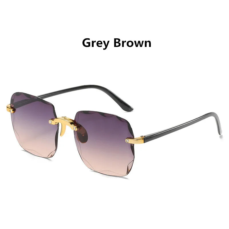 Women's Rimless  Vintage Retro Classic Gradient Sunglasses UV400