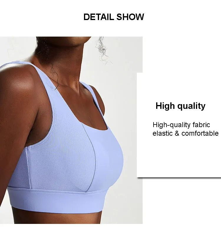 Women's Sports Underwear Breathable Soft Nylon Gym Yoga Bra Running Crop Tops With Fixed Chest Pads Workout Vest