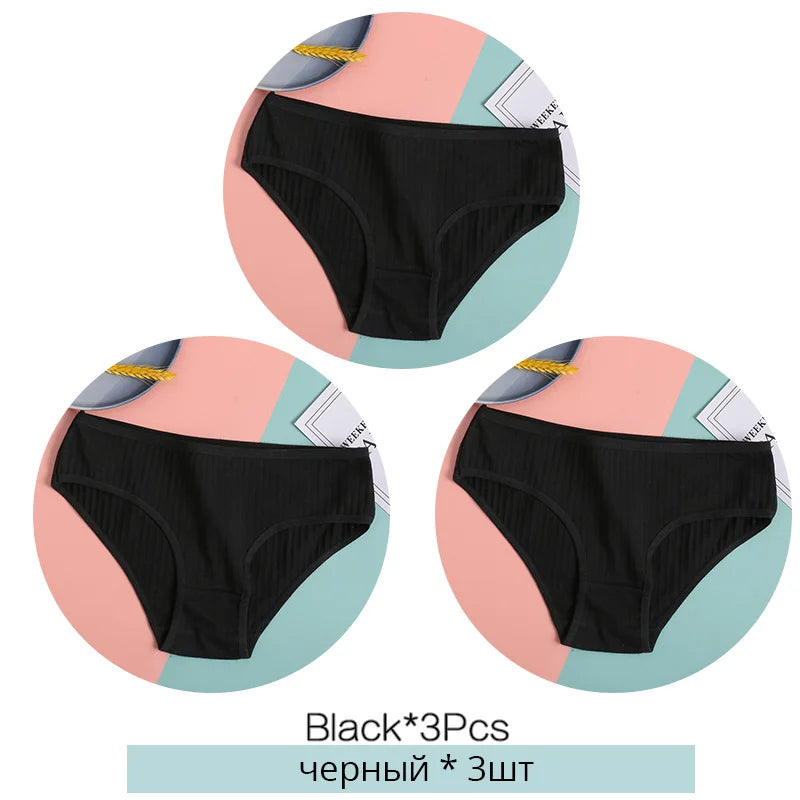 3-Pack Soft Cotton Briefs - Striped & Solid Women's Underwear