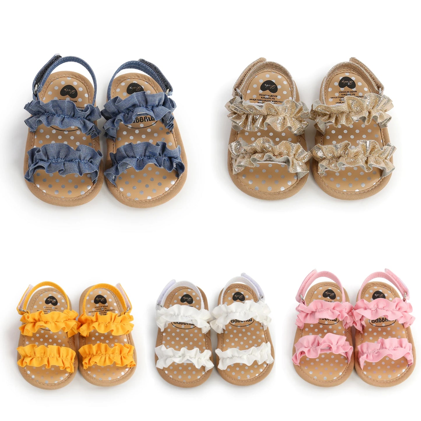 Baby Girls Summer Sandals Shoes Anti-Slip Soft Sole Ruffle Flat Shoes