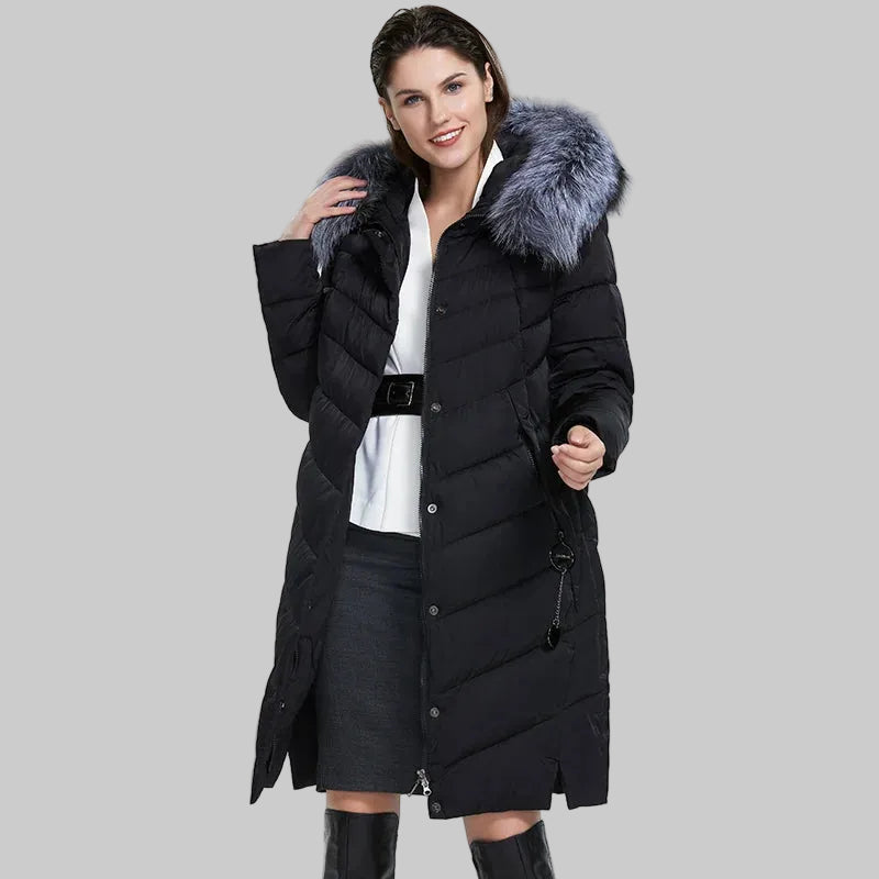 Winter Down Jacket with Fur Collar
