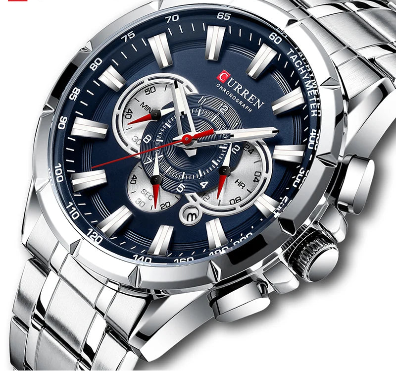 Men's Military Sports Watch - Waterproof Chronograph Stainless Steel