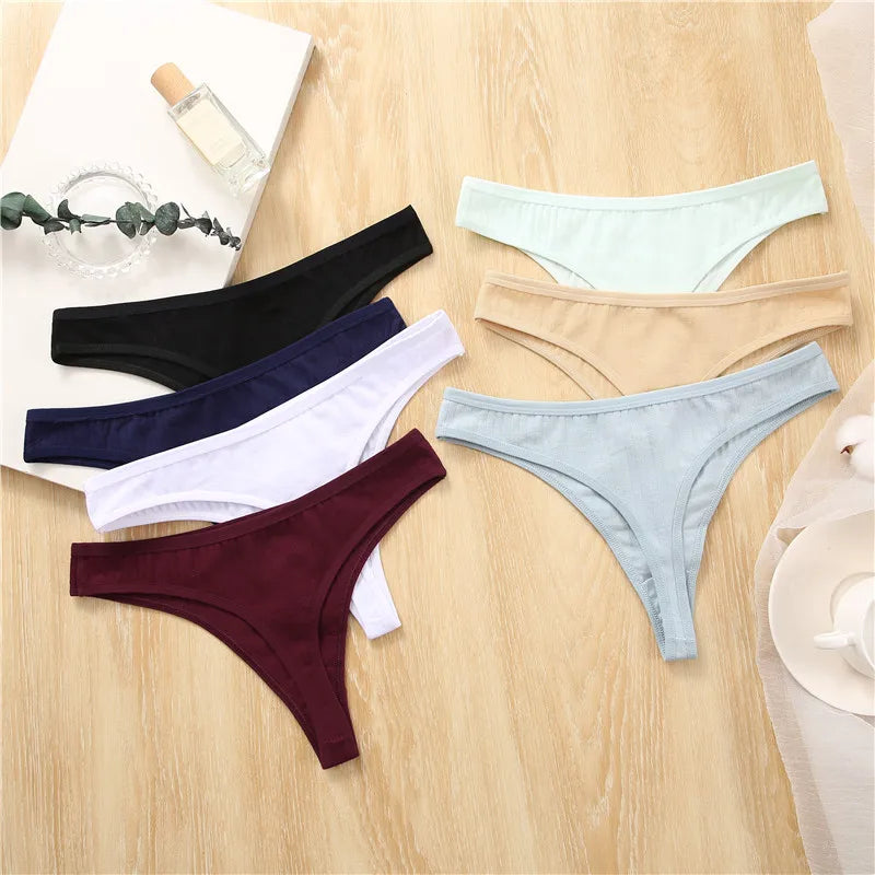 3PCS Cotton Thongs Women's Soft T-Back Underwear Set - Low Waist G-String Panties Lingerie