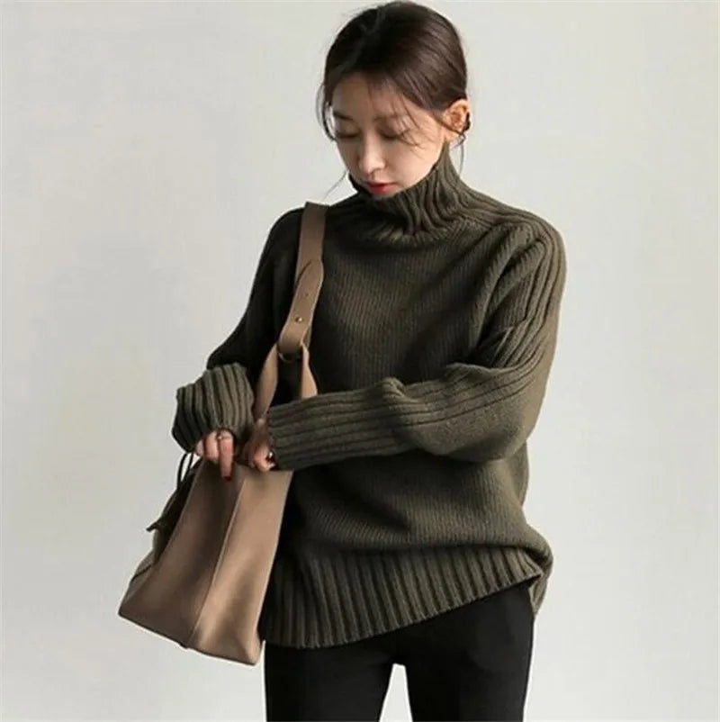 Women's Loose Turtleneck Pullover Sweater Top