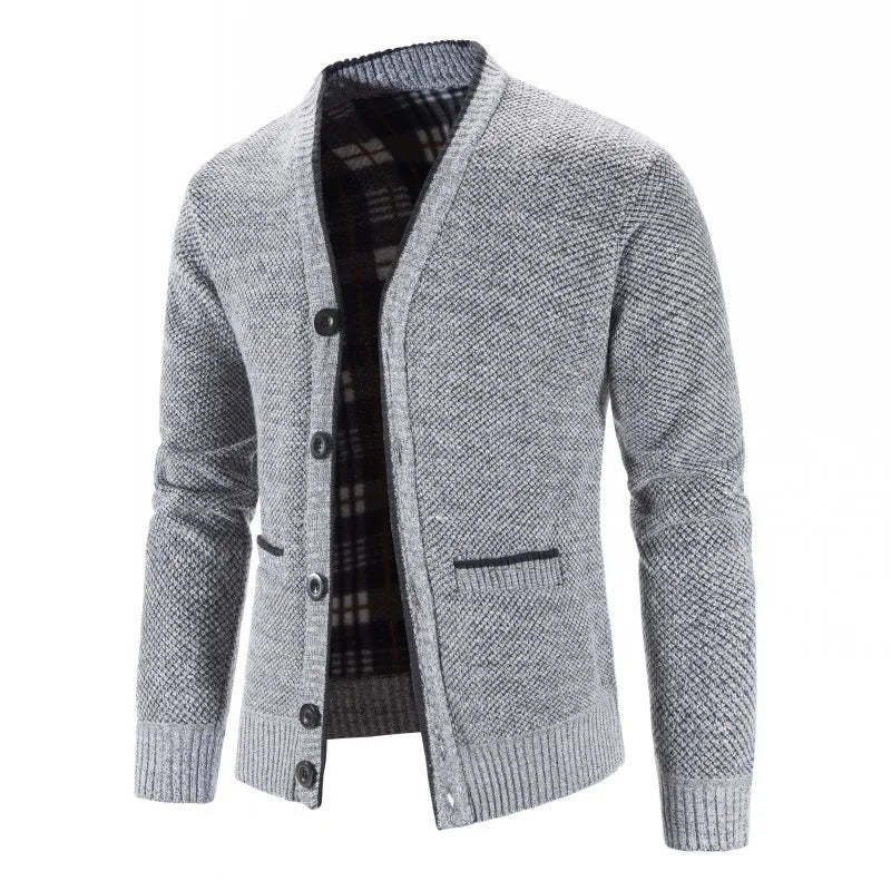 Men's Knitted Cardigan Sweater Coat - Winter Thicker Slim Fit Jacket