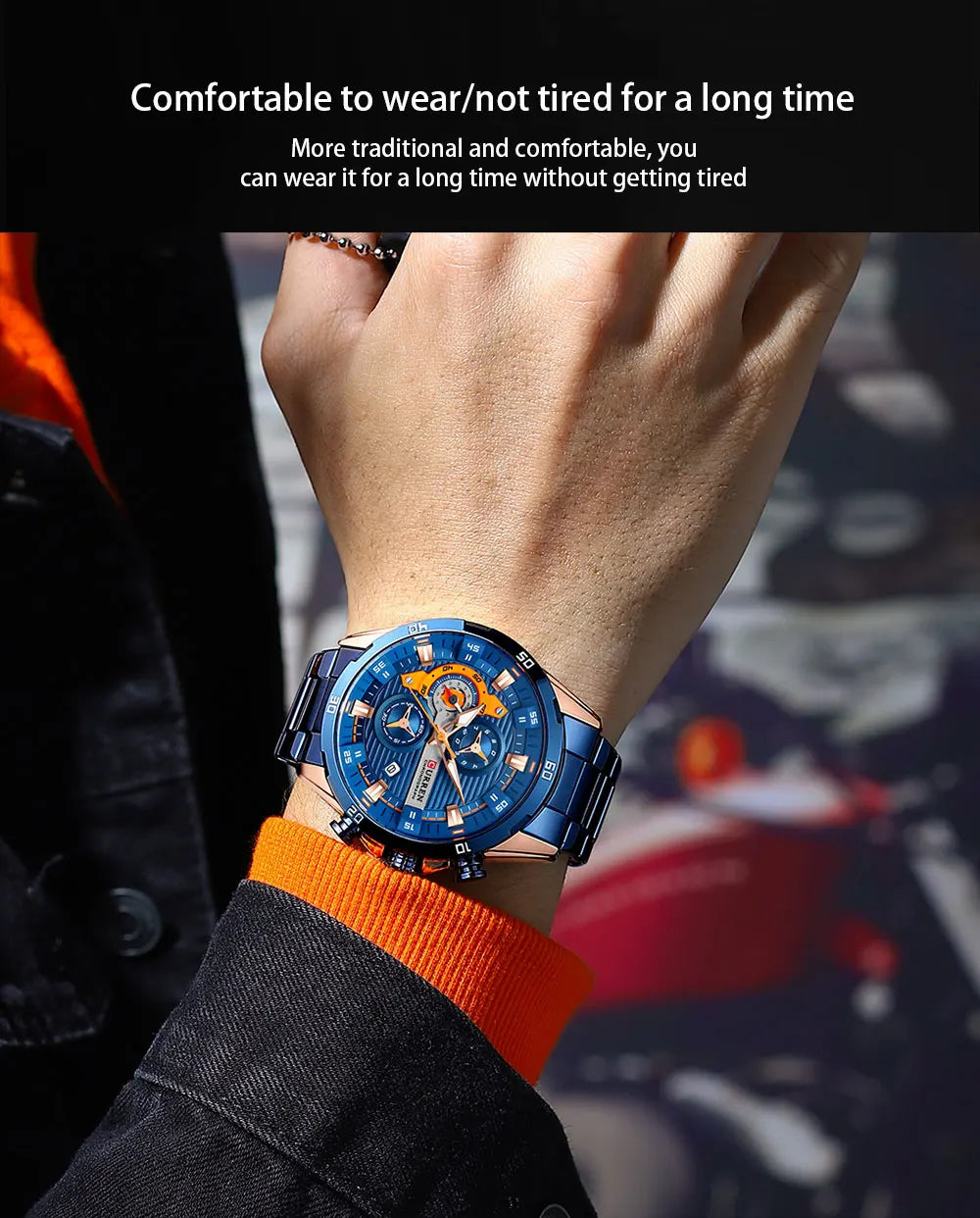 Men's Sports Watch - Full Steel Waterproof Chronograph Quartz