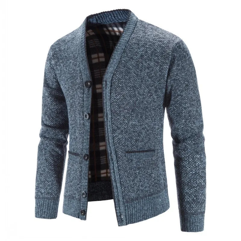 Men's Knitted Cardigan Sweater Coat - Winter Thicker Slim Fit Jacket