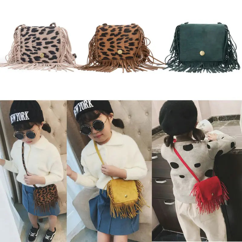 Kids Girls Handbags Coin Purse Shoulder Bags - Tassel Mini Messenger Bag