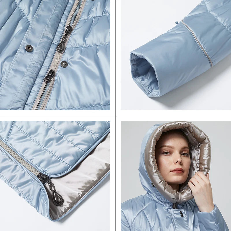 Women's Hooded Parka Coat - Long Padded Casual Jacket
