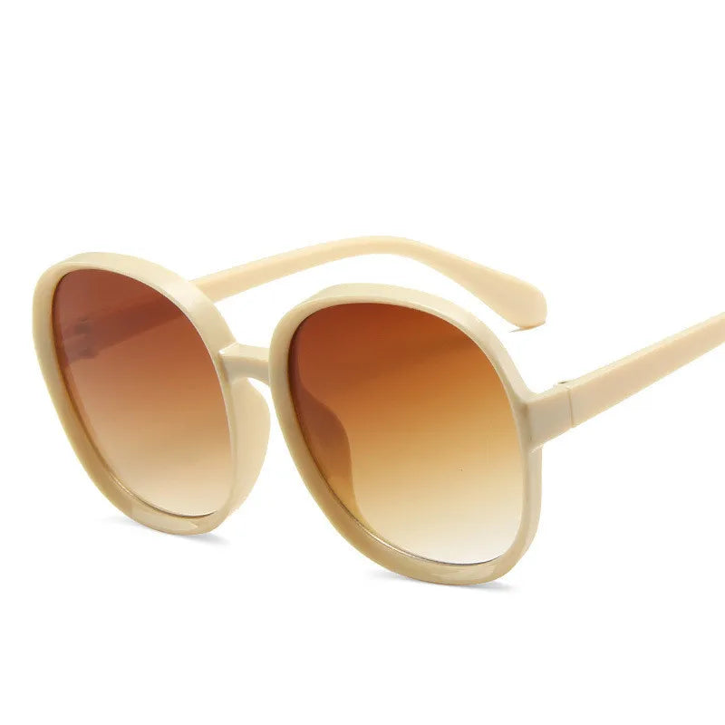 Women's Classic Big Frame Vintage Round Gradient SunGlasses UV400 Eyewear