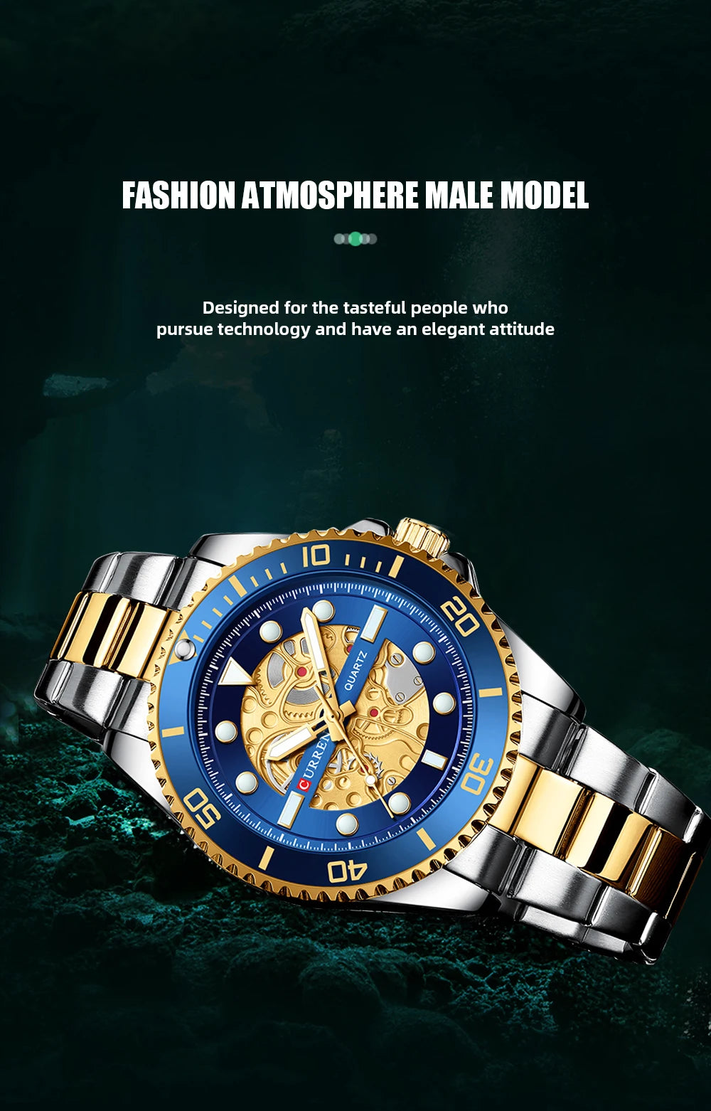 Men's Stainless Steel Sports Watch - Business Casual Quartz Wristwatch